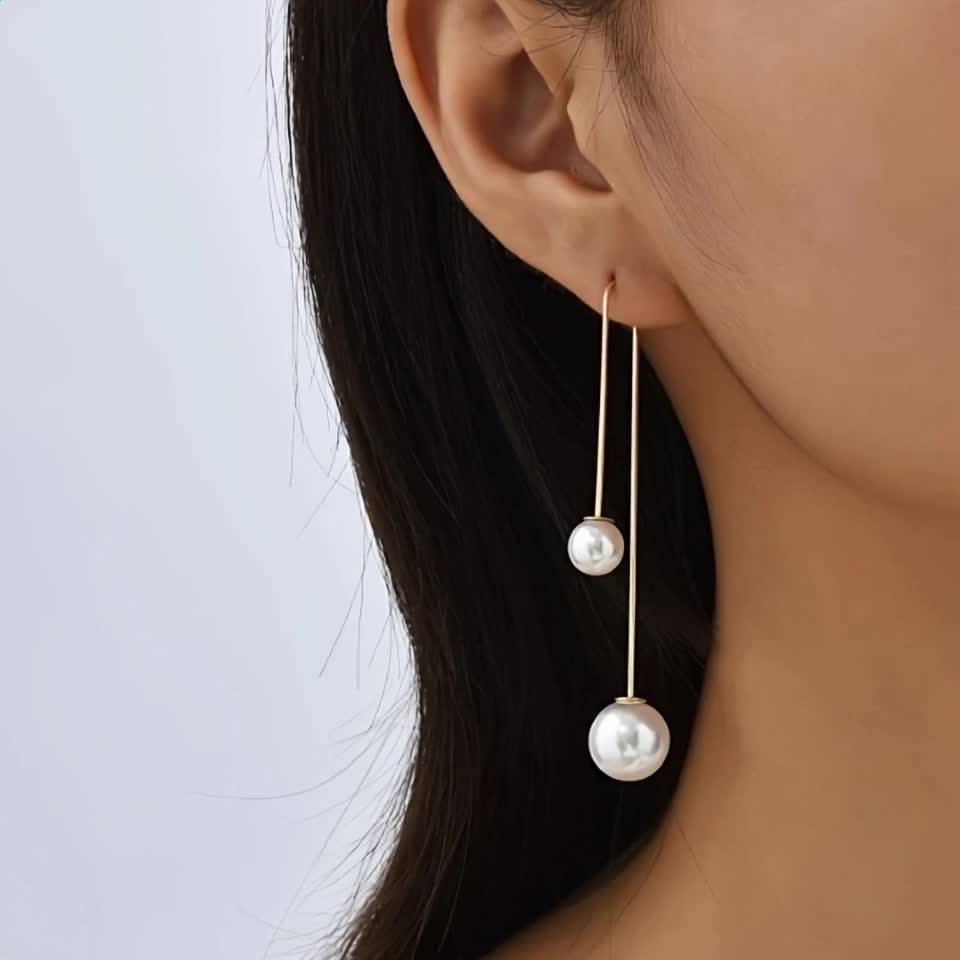 Faux Pearl Threader Earrings